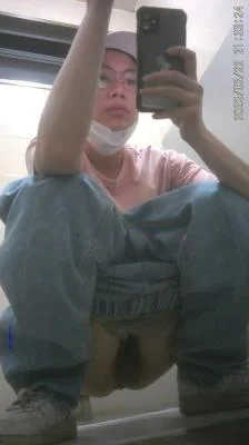 Public Toilet: (Spy Cam) - Holds his white panties so as not to piss himself [FullHD 1080p] (WC, Asian)