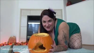 Fetish: (SamanthaStarfish) - Pooping In My Pumpkin Huge Ass [FullHD 1080p] (BBW, Defecation)