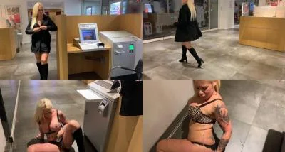 Devil Sophie - Extremely perverted pissing in the middle of the bank branch [FullHD 1080p / Kinky, Blondes]