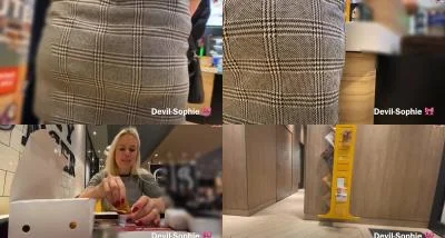 Devil Sophie - Fastfood piglets - really messed up the fast food toilet full of piss with devil-sophie [FullHD 1080p / Blowjob, Masturbation]