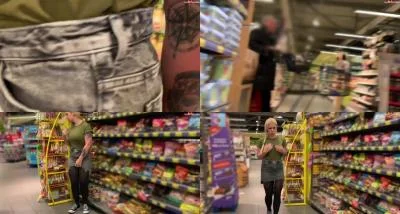 Devil Sophie - Extrem Public das Revier markiert - Lebensmittelgeschaeft trotz Kameras eingesaut [HD 720p / Fingering, Kinky]