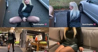 Devil Sophie - First piss and then pissed off - to the store - even the seller was very excited [HD 720p / Public Nudity, Big tits]