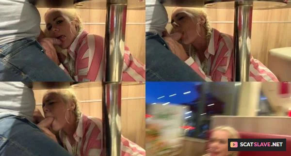 Devil Sophie - Mega Public Burger Laden Blowjob unterm Tisch mit Facial - Spermawalk aus dem Laden [FullHD 1080p / 243.03 MB]