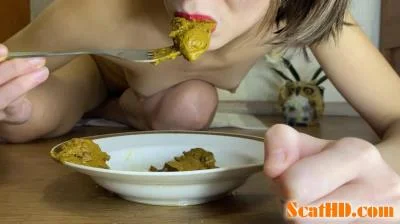 p00girl - I pooped onto a plate and eat-I chew with a fork and smearing [FullHD 1080p / Eat Shit, Eat]